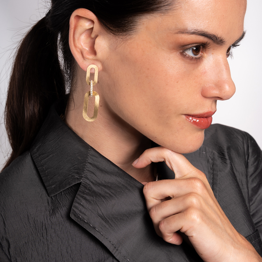 Orecchini medi Gli Ovali con elementi intrecciati Aquaforte Vicenza