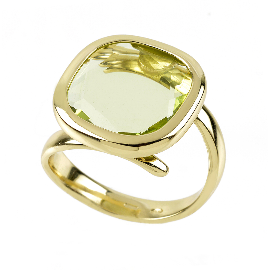 Anello Aquacaramelle con pasta vitrea verde taglio antico -0