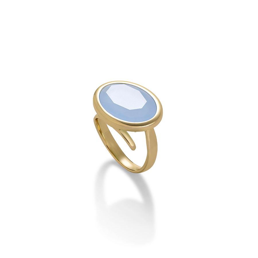 Anello Caramelle Ovali con pasta vitrea Blu Milky-0