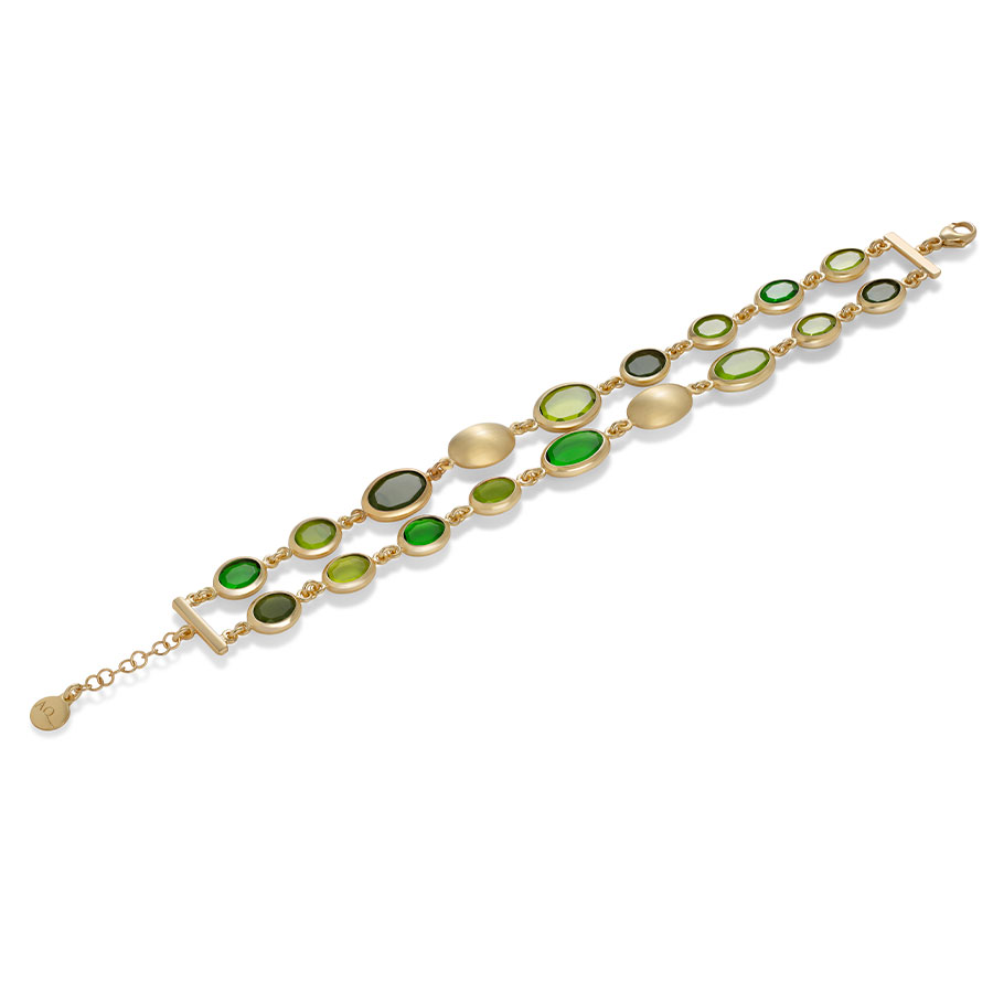 Bracciale doppio Caramelle Ovali con paste vitree nelle nuances del verde-0