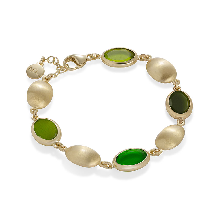 Bracciale Caramelle Ovali con paste vitree nelle nuances del verde-0