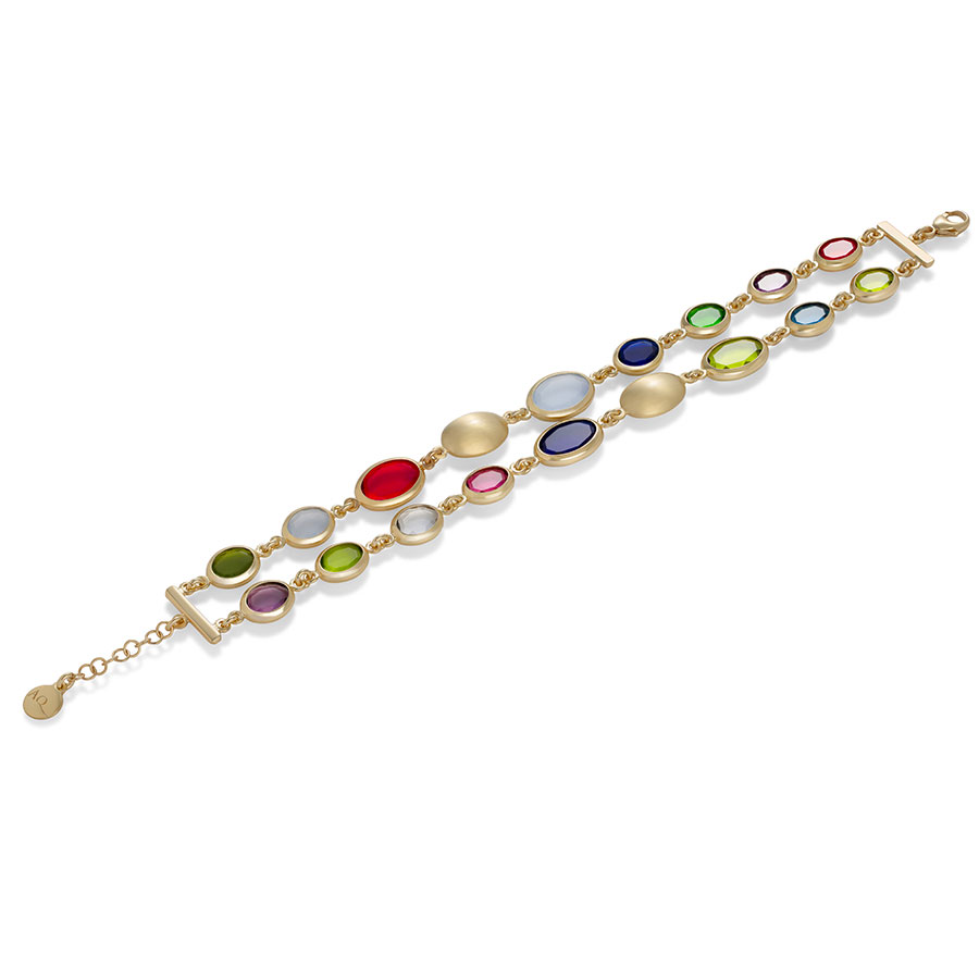 Bracciale doppio Caramelle Ovali con paste vitree multicolore-0