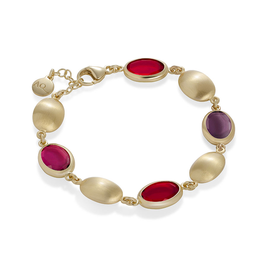 Bracciale Caramelle Ovali con paste vitree nelle nuances del rosso-0