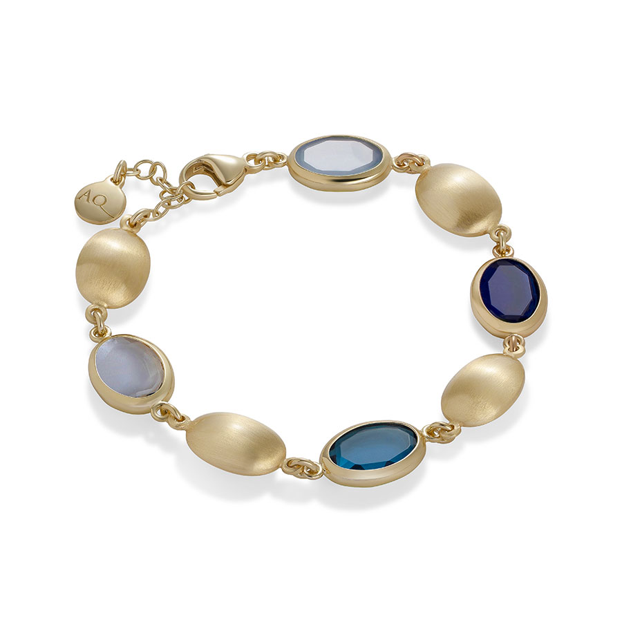 Bracciale Caramelle Ovali con paste vitree nelle nuances del blu-0