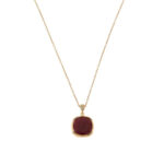 Girocollo Caramelle Reverse con pendente pastra vitrea brandy milky taglio antico e cubic zirconia bianchi-0