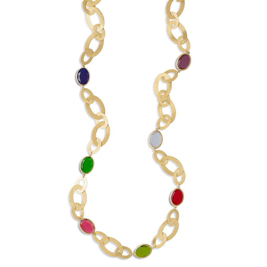 Collana lunga Caramelle Vintage con sette paste vitree multicolore-0