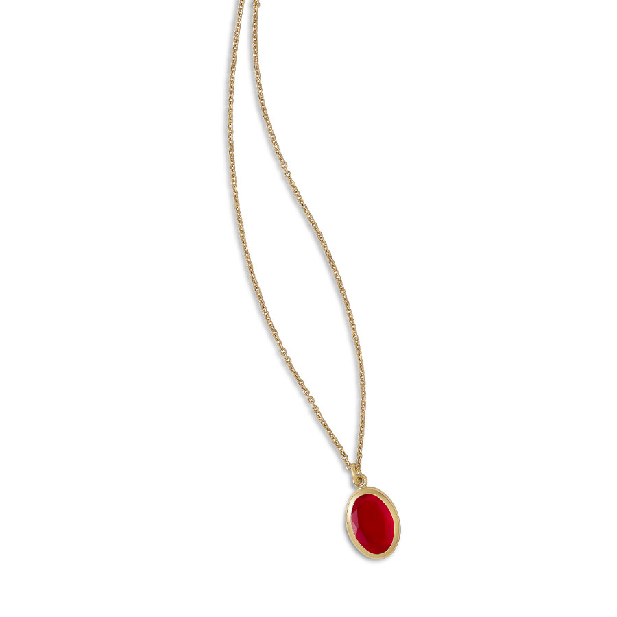 Collana Caramelle Ovali con pendente piccolo Rosso-0
