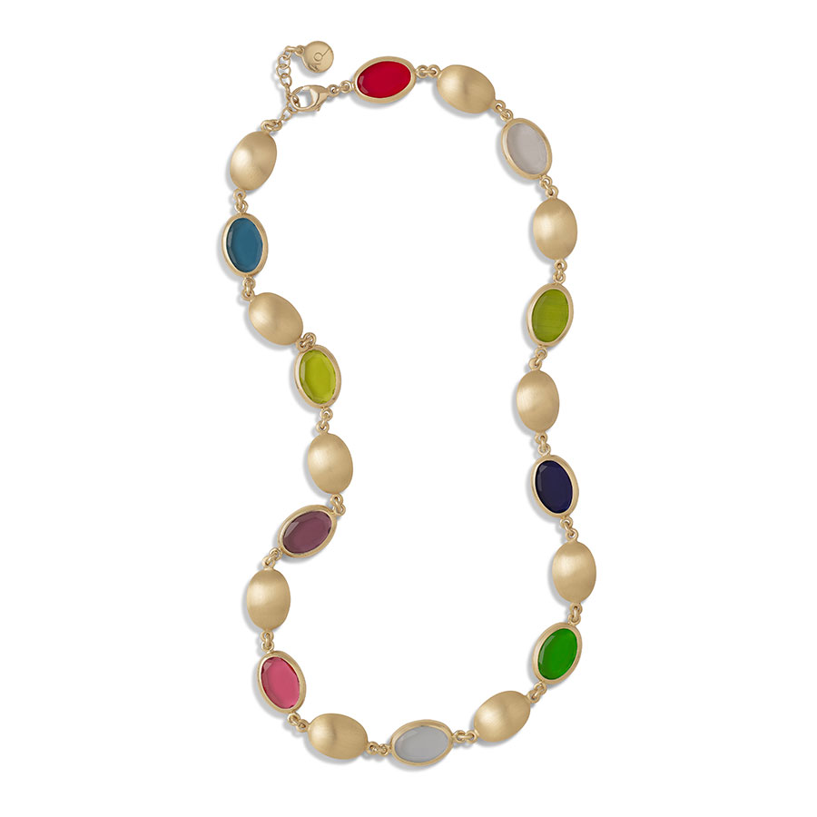 Collana gioiello Caramelle Ovali con paste vitree multicolore-0
