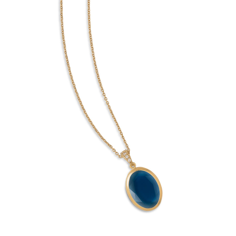 Collana Caramelle Ovali con pendente grande Blu-0