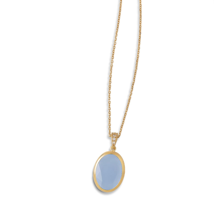 Collana Caramelle Ovali con pendente grande Blu Milky-0