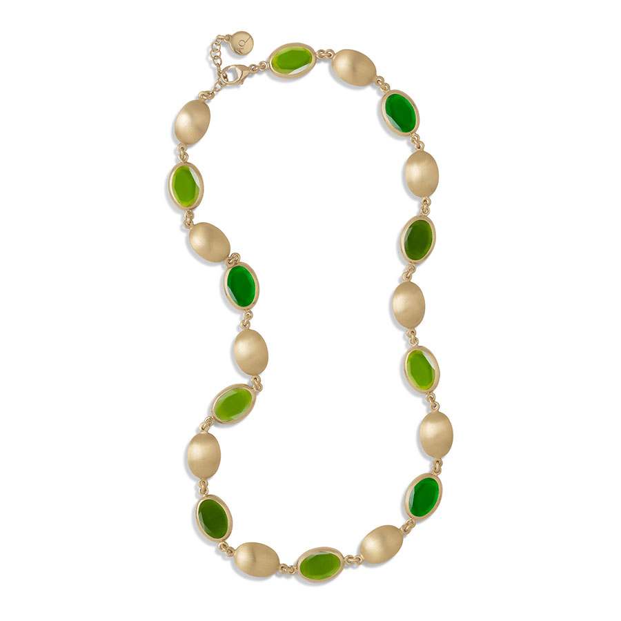 Collana Caramelle Ovali con paste vitree nelle nuances del verde-0