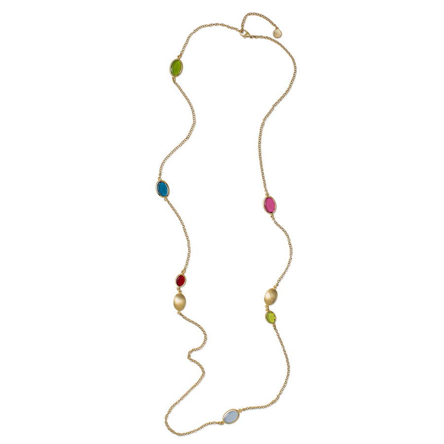 Collana lunga Caramelle Ovali con paste vitree multicolore-0