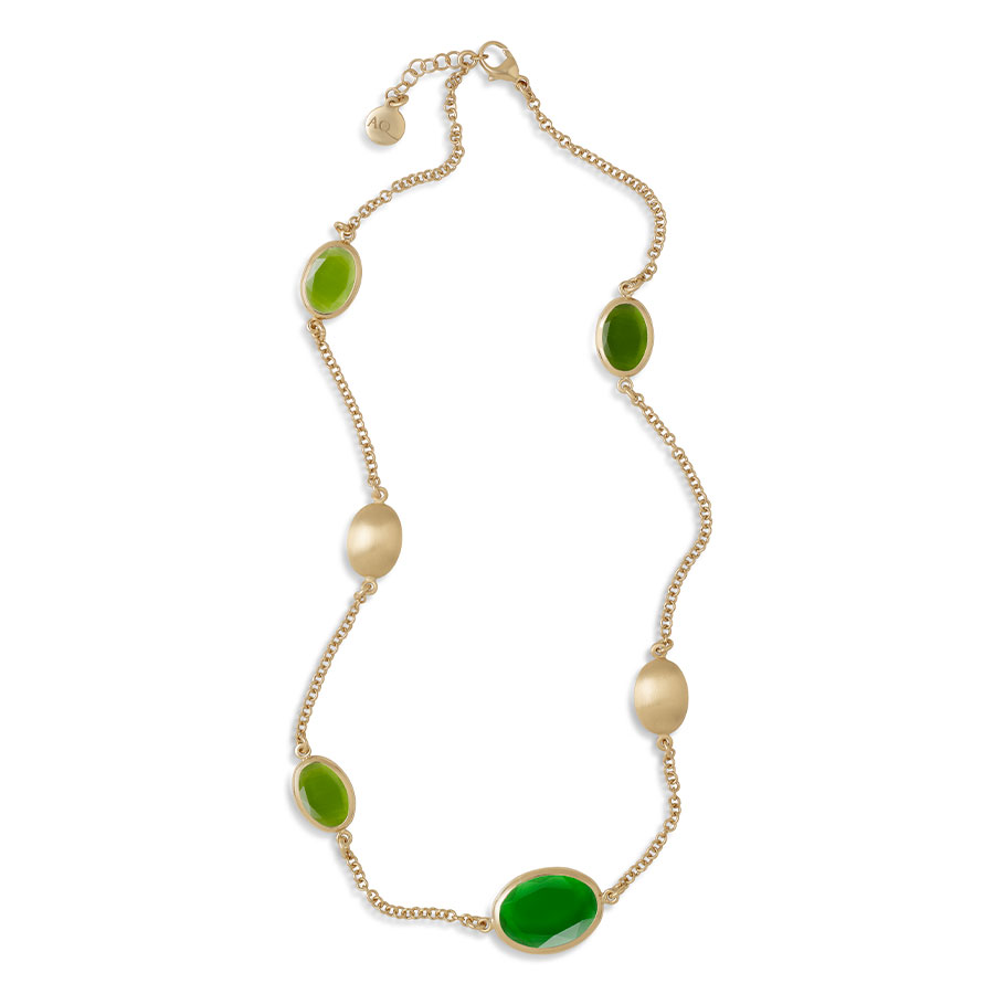 Collana girocollo Caramelle Ovali nelle nuances del verde-0