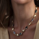 Collana gioiello Caramelle Ovali con paste vitree nelle nuances del blu-6210