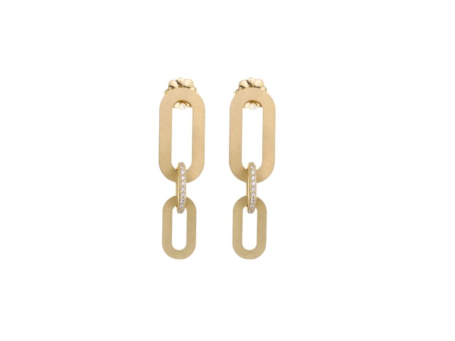 Gli Ovali earrings with two elements with pavé rings