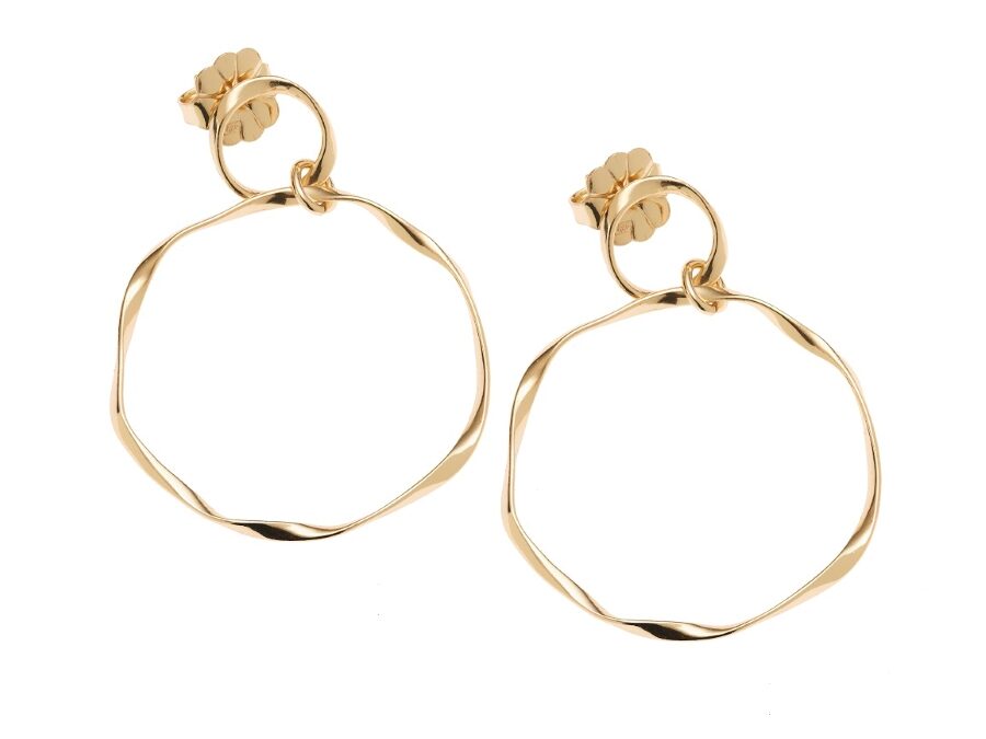 Intrecci light earrings with twisted wire to form two circles