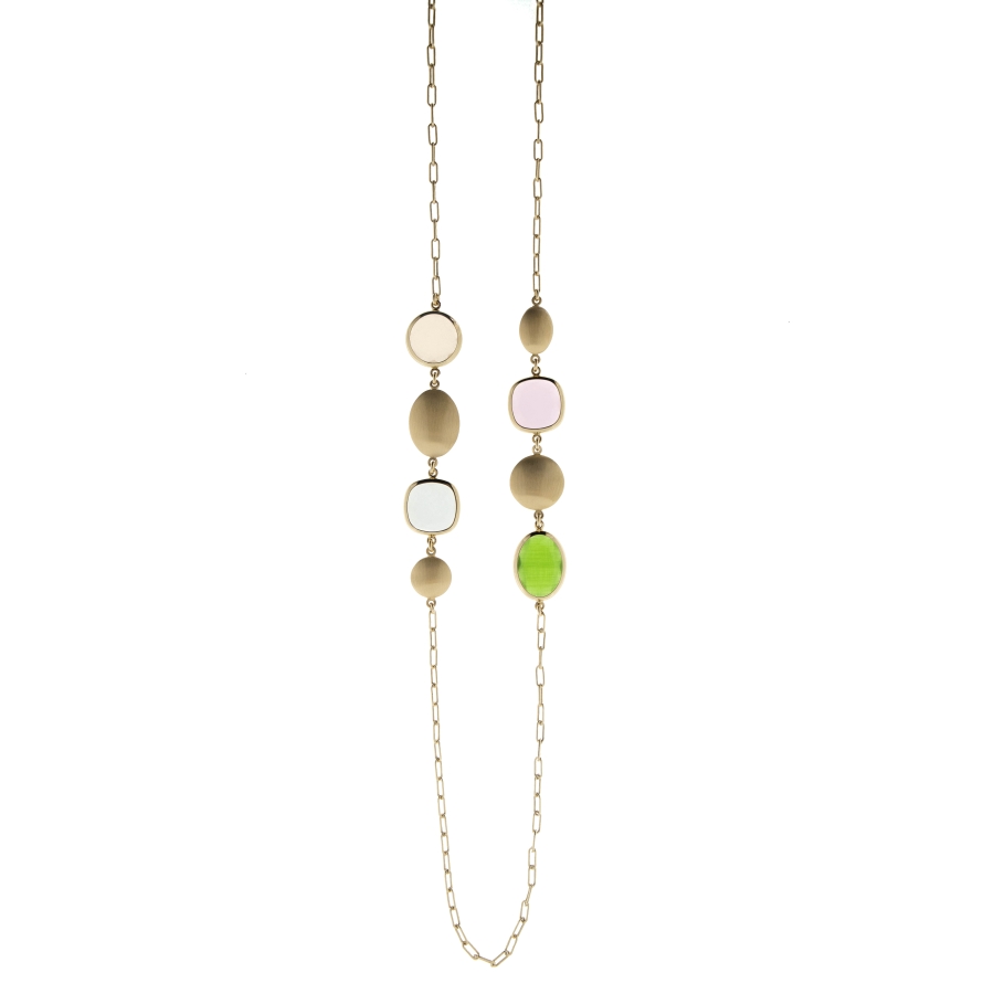 Avalaya Collana Lunga Multifilo In Perline Di Vetro Verde Insalata, 70 Cm, Senza Chiusura, Misura Unica